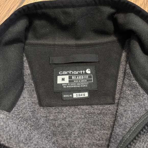 Carhartt Men’s Relaxed Fit Full-Zip Fleece Jacket Medium Charcoal Heather OJ6416 - Picture 7 of 9